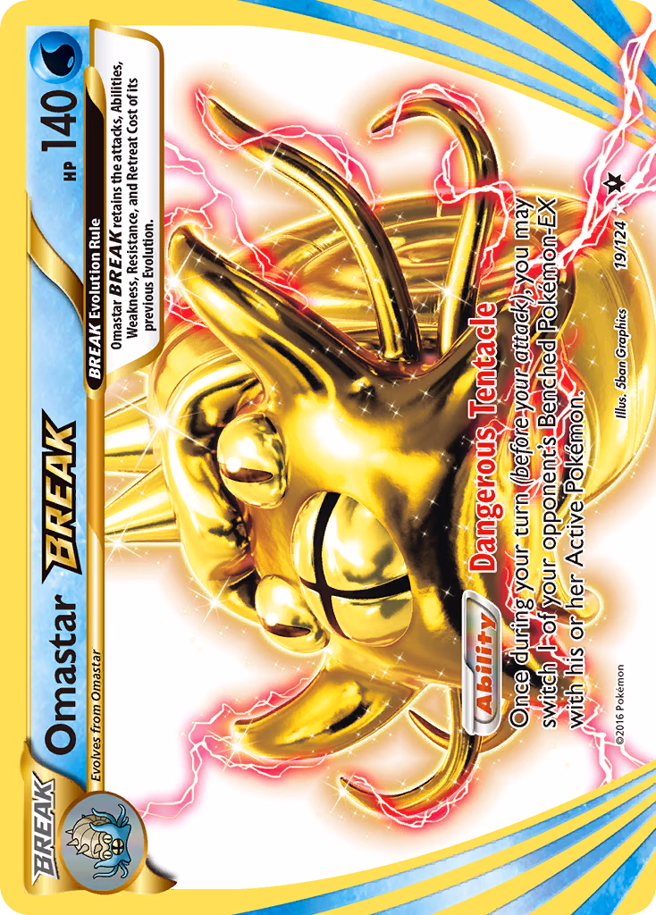 Omastar BREAK Pokemon card (19/124, Fates Collide)