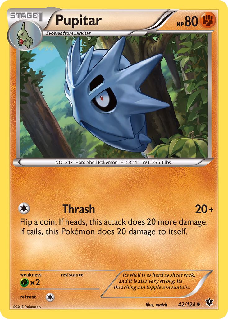 Pupitar Pokemon card (42/124, Fates Collide)