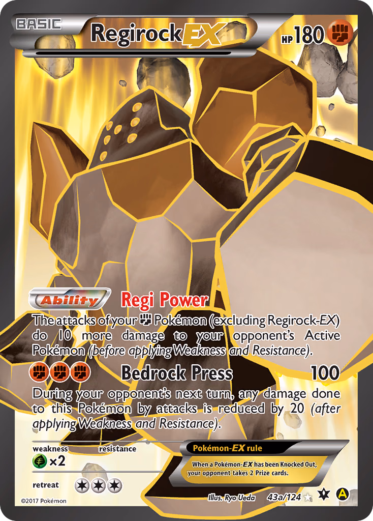 Regirock-EX Pokemon card (43a/124, Fates Collide)