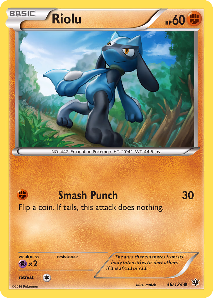 Riolu Pokemon card (46/124, Fates Collide)