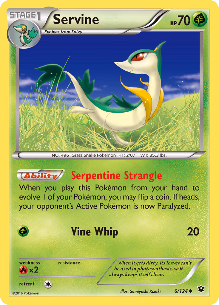 Servine Pokemon card (6/124, Fates Collide)