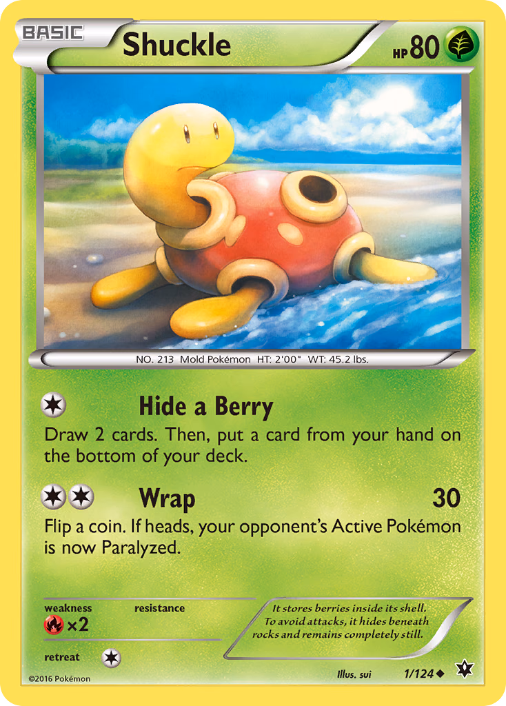 Shuckle Pokemon card (1/124, Fates Collide)