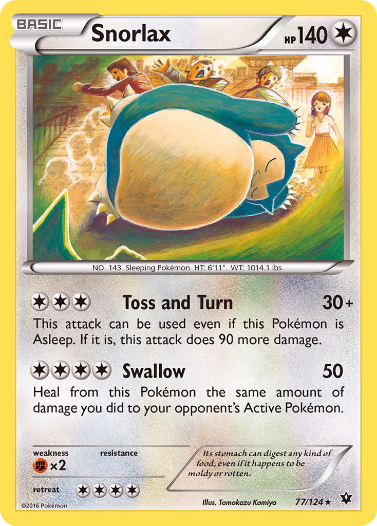 Snorlax Pokemon card (77/124, Fates Collide)