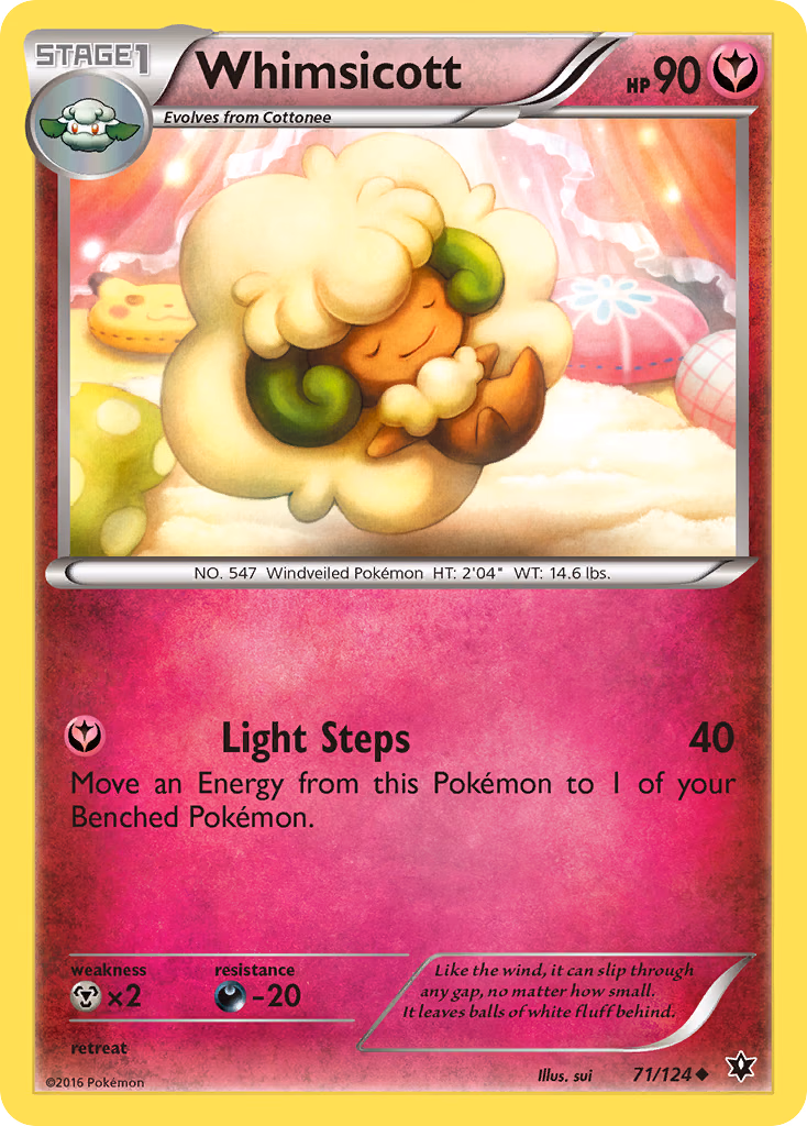 Whimsicott Pokemon card (71/124, Fates Collide)