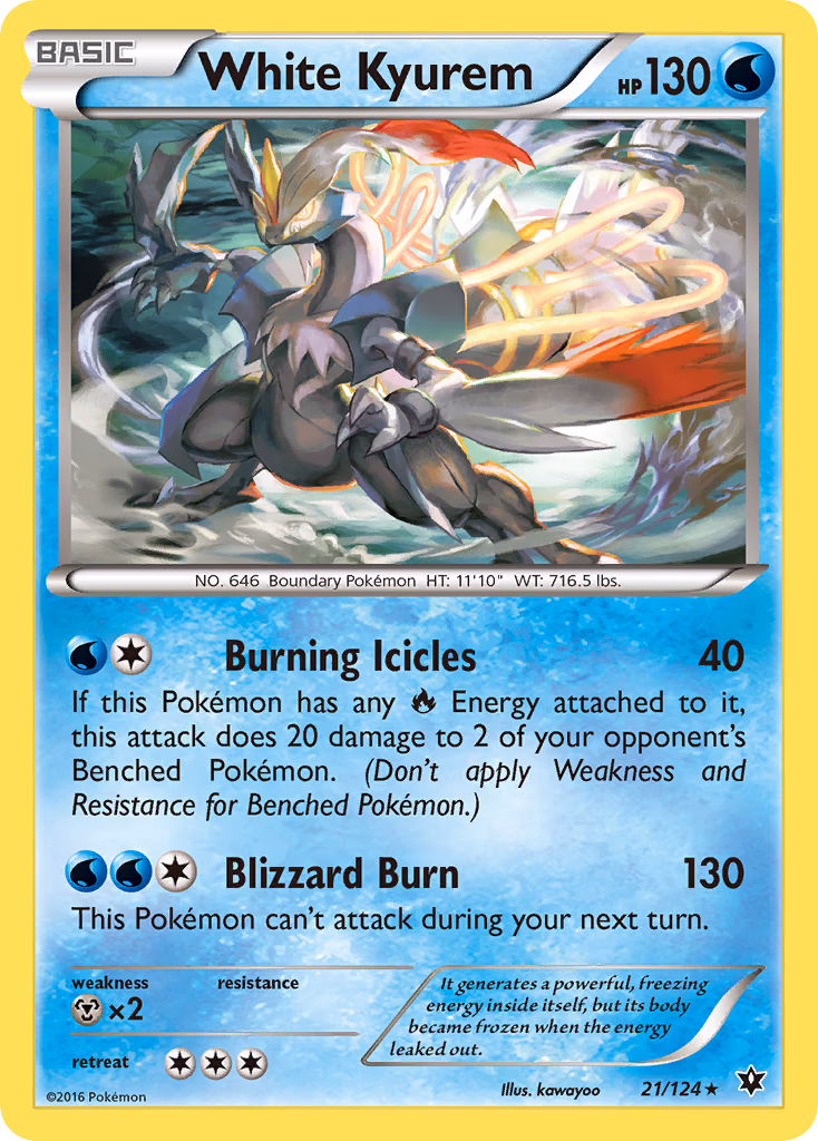 White Kyurem Pokemon card (21/124, Fates Collide)