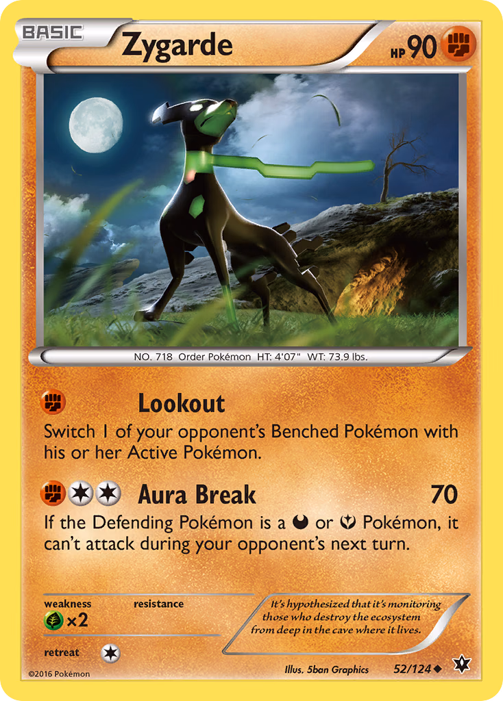 Zygarde Pokemon card (52/124, Fates Collide)