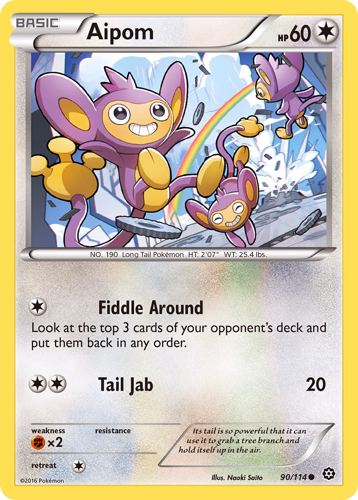 Aipom Pokemon card (90/114, Steam Siege)