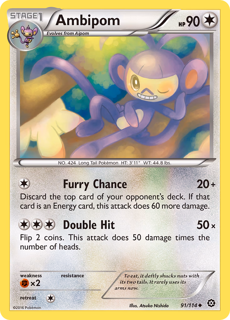 Ambipom Pokemon card (91/114, Steam Siege)
