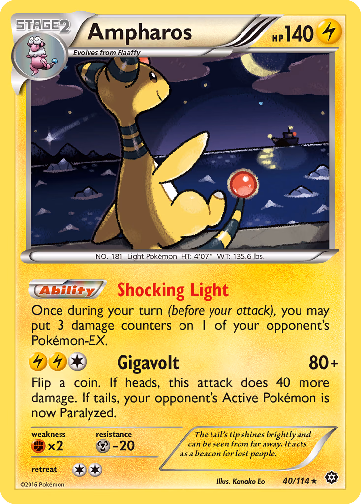 Ampharos Pokemon card (40/114, Steam Siege)