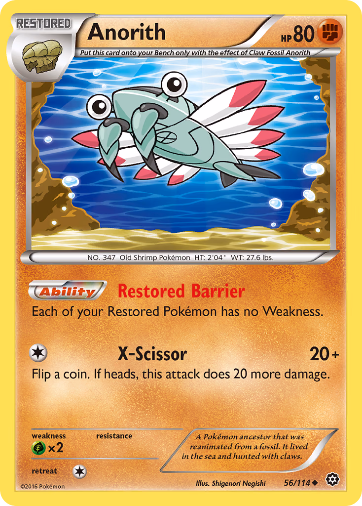 Anorith Pokemon card (56/114, Steam Siege)