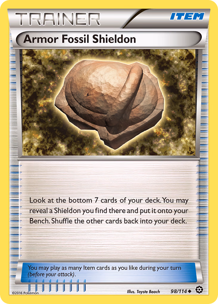 Armor Fossil Shieldon Pokemon card (98/114, Steam Siege)