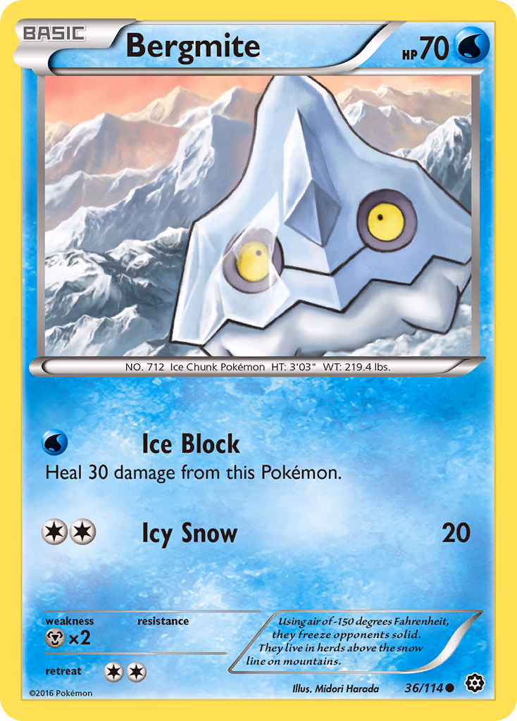 Bergmite Pokemon card (36/114, Steam Siege)