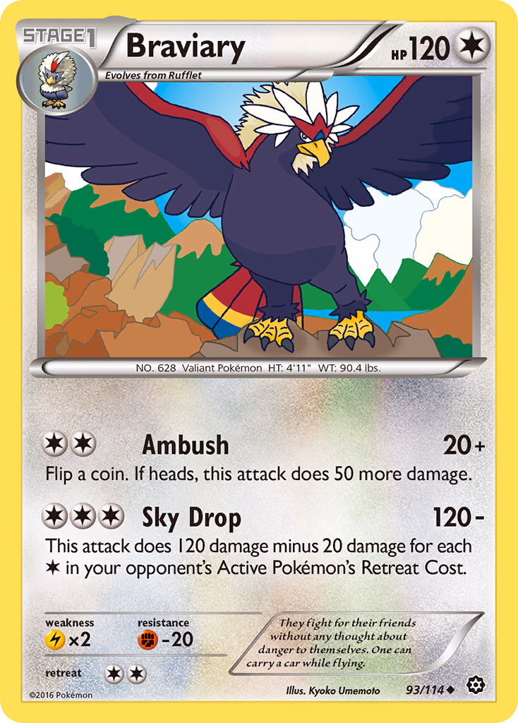 Braviary Pokemon card (93/114, Steam Siege)