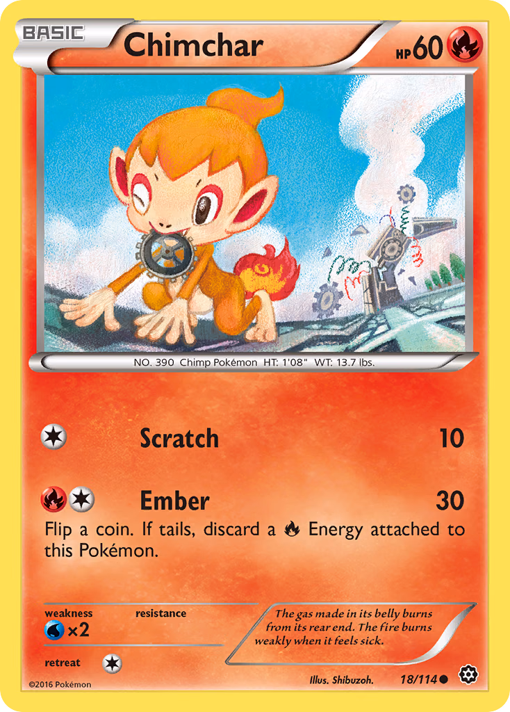 Chimchar Pokemon card (18/114, Steam Siege)