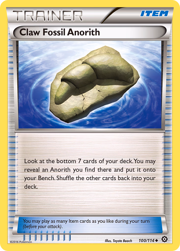 Claw Fossil Anorith Pokemon card (100/114, Steam Siege)