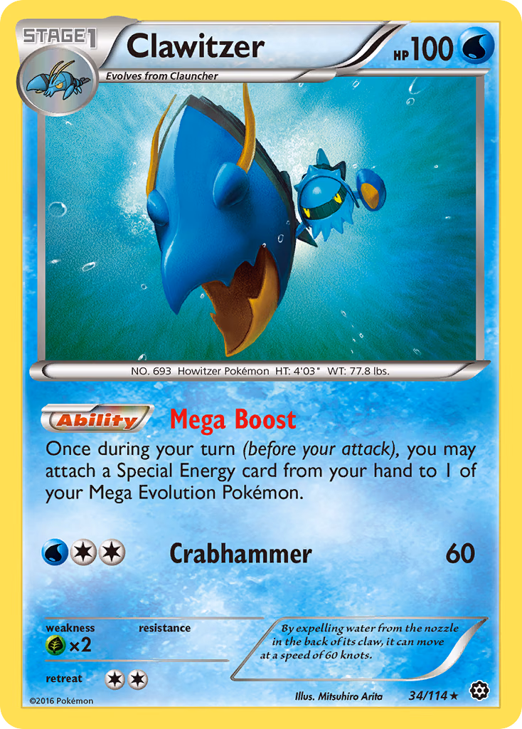 Clawitzer Pokemon card (34/114, Steam Siege)