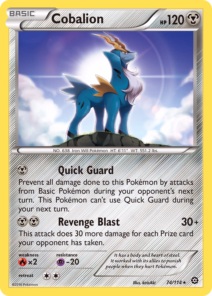 Cobalion Pokemon card (74/114, Steam Siege)