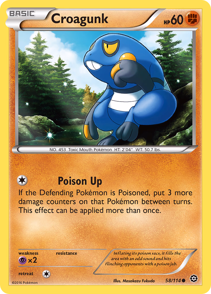 Croagunk Pokemon card (58/114, Steam Siege)