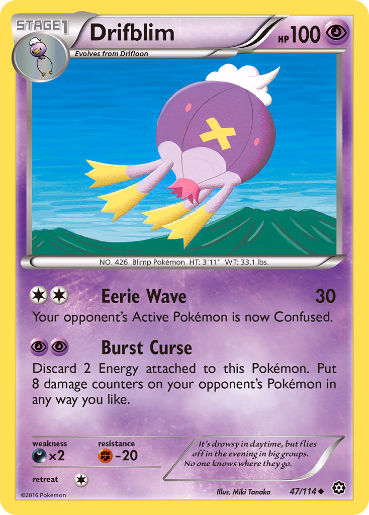 Drifblim Pokemon card (47/114, Steam Siege)