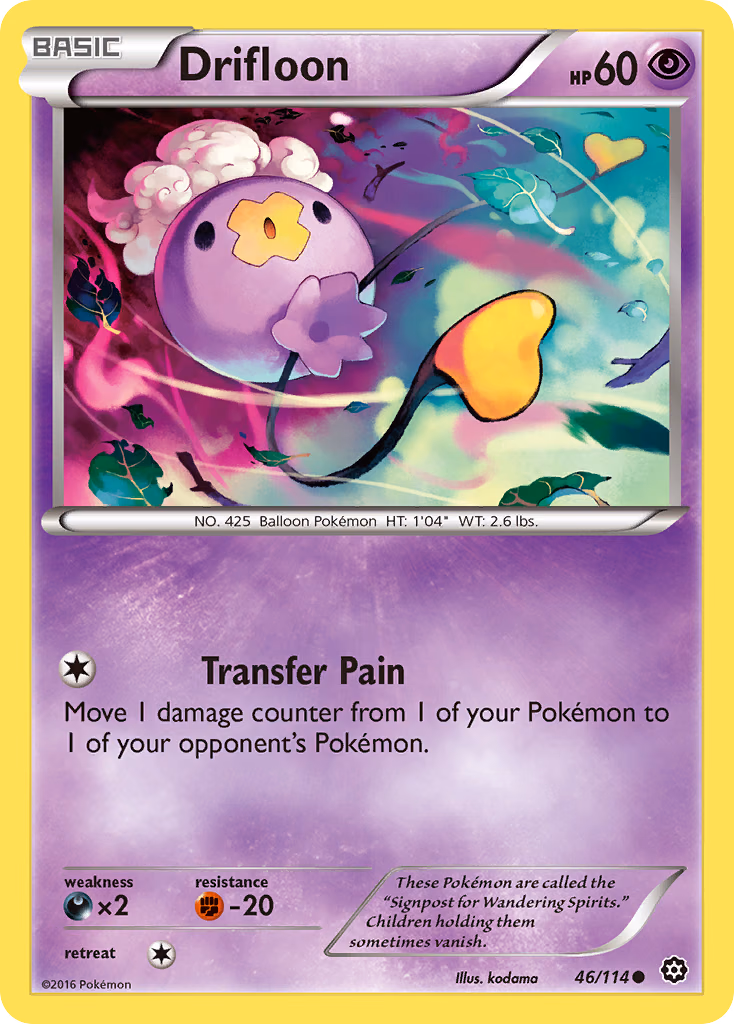 Drifloon Pokemon card (46/114, Steam Siege)