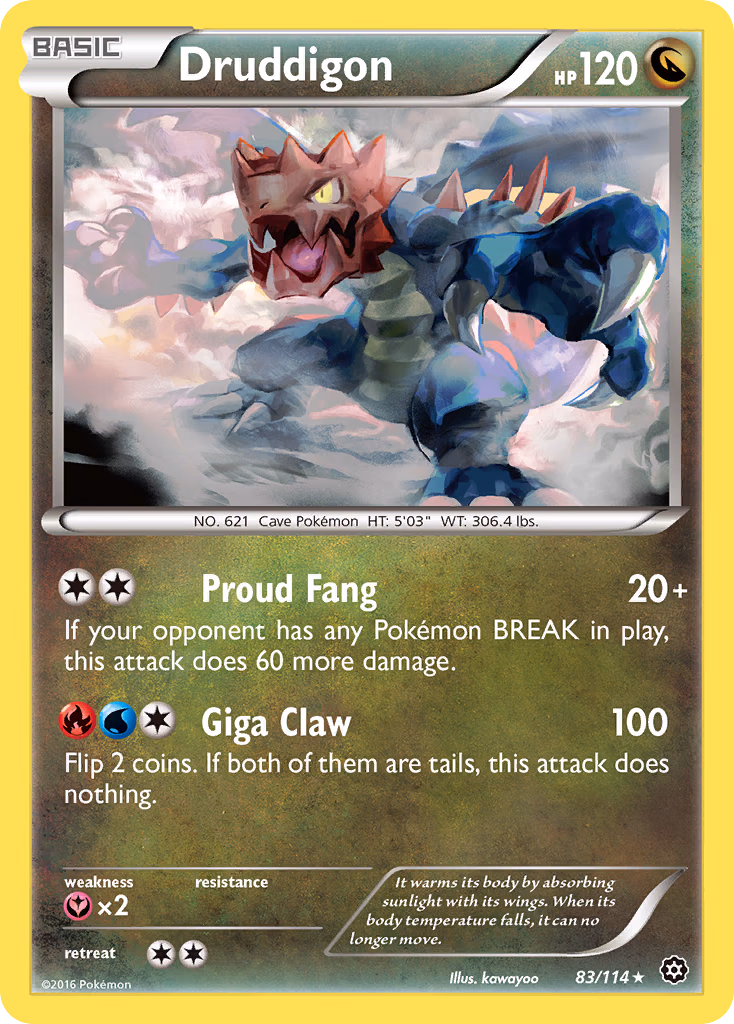 Druddigon Pokemon card (83/114, Steam Siege)