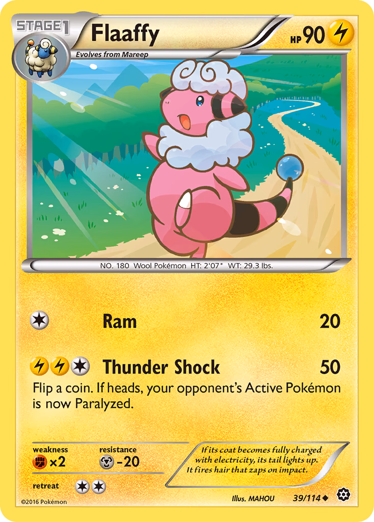 Flaaffy Pokemon card (39/114, Steam Siege)