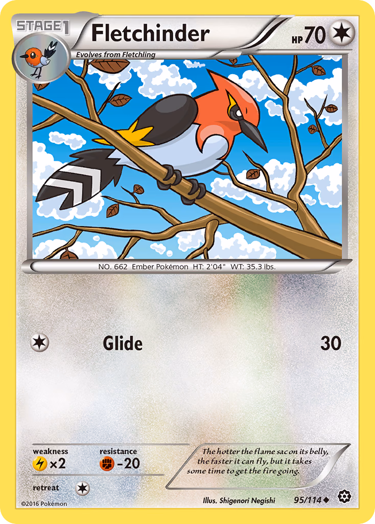 Fletchinder Pokemon card (95/114, Steam Siege)