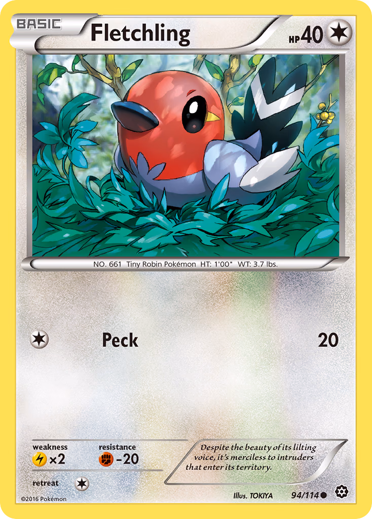 Fletchling Pokemon card (94/114, Steam Siege)
