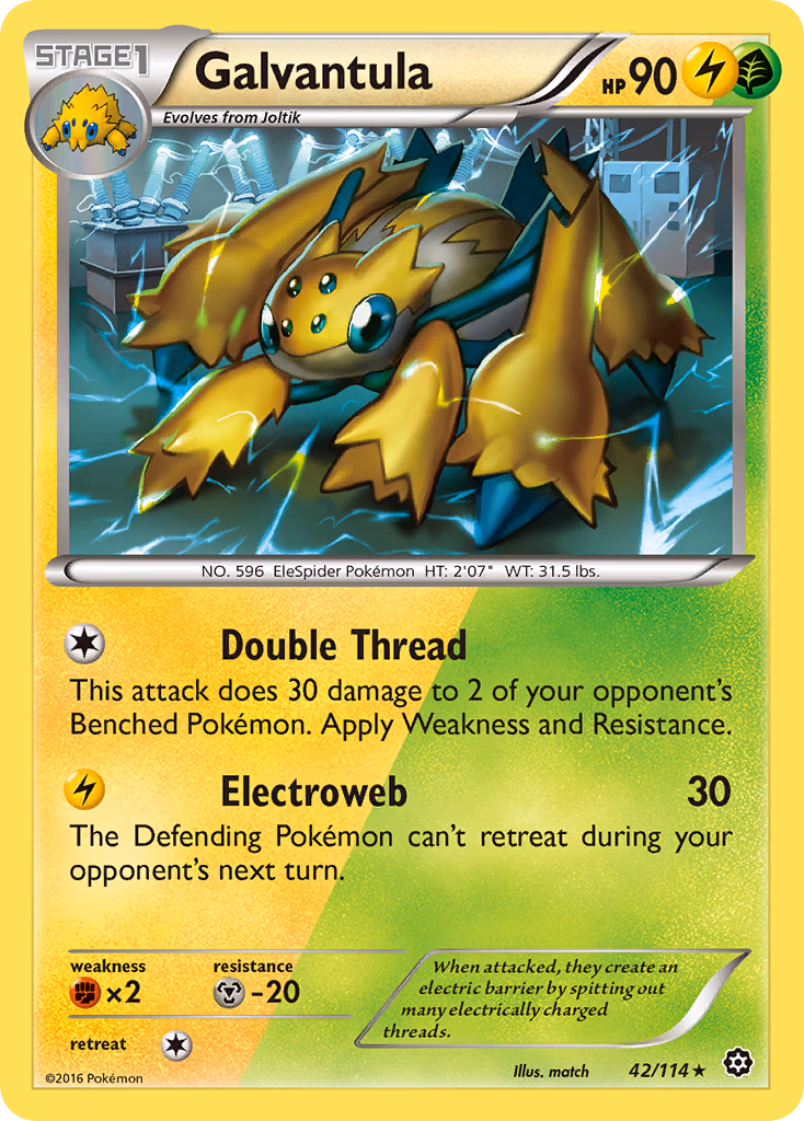 Galvantula Pokemon card (42/114, Steam Siege)