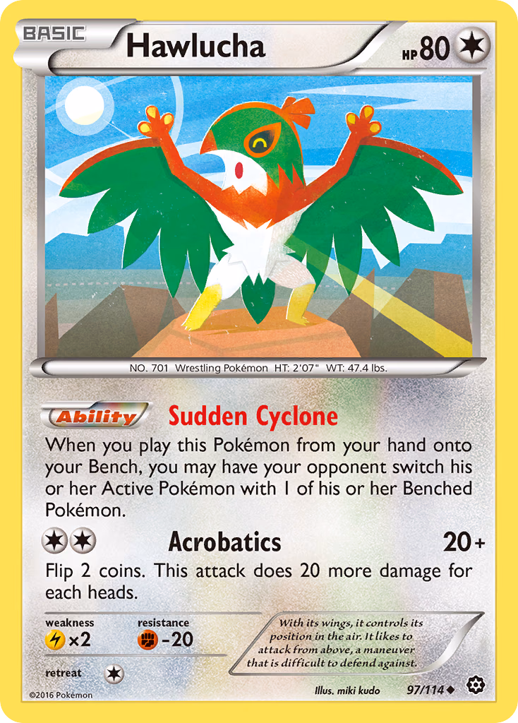 Hawlucha Pokemon card (97/114, Steam Siege)