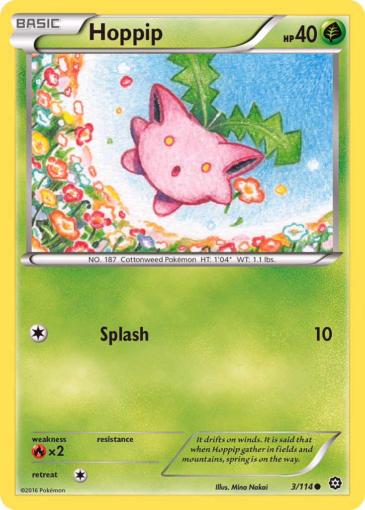 Hoppip Pokemon card (3/114, Steam Siege)