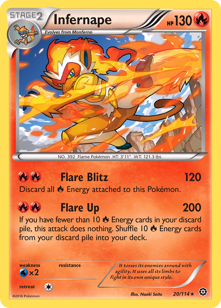 Infernape Pokemon card (20/114, Steam Siege)