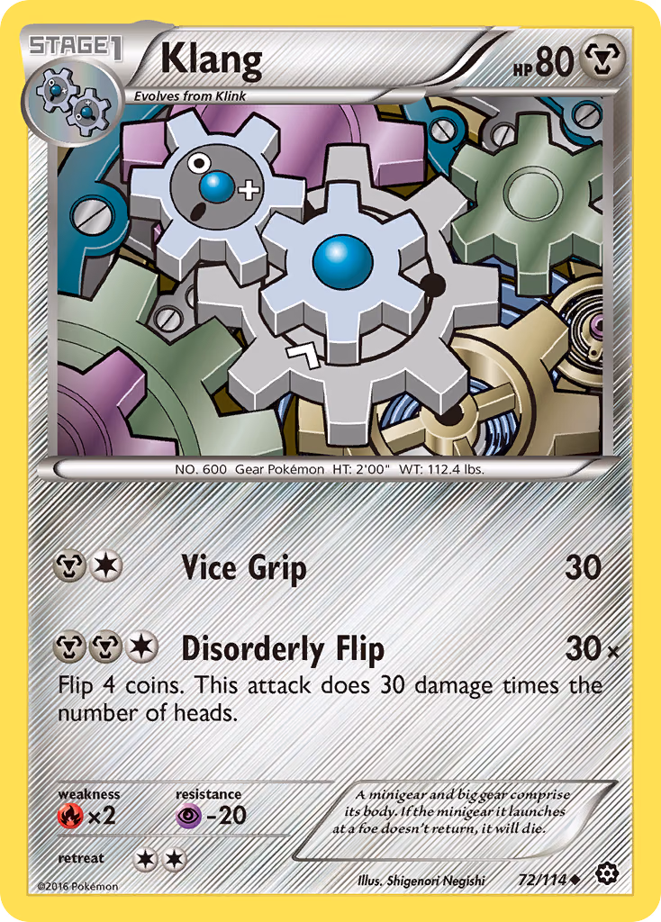 Klang Pokemon card (72/114, Steam Siege)