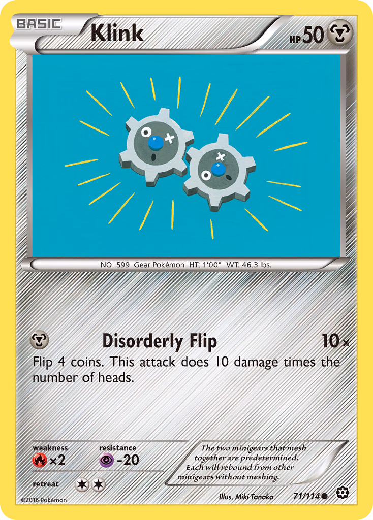 Klink Pokemon card (71/114, Steam Siege)