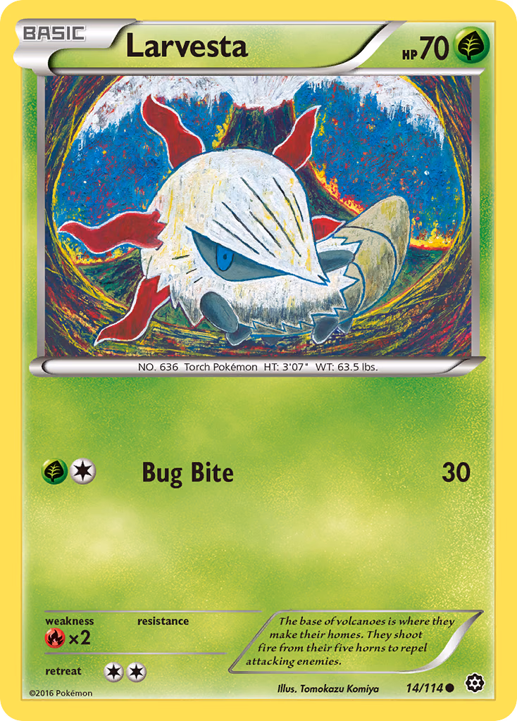 Larvesta Pokemon card (14/114, Steam Siege)