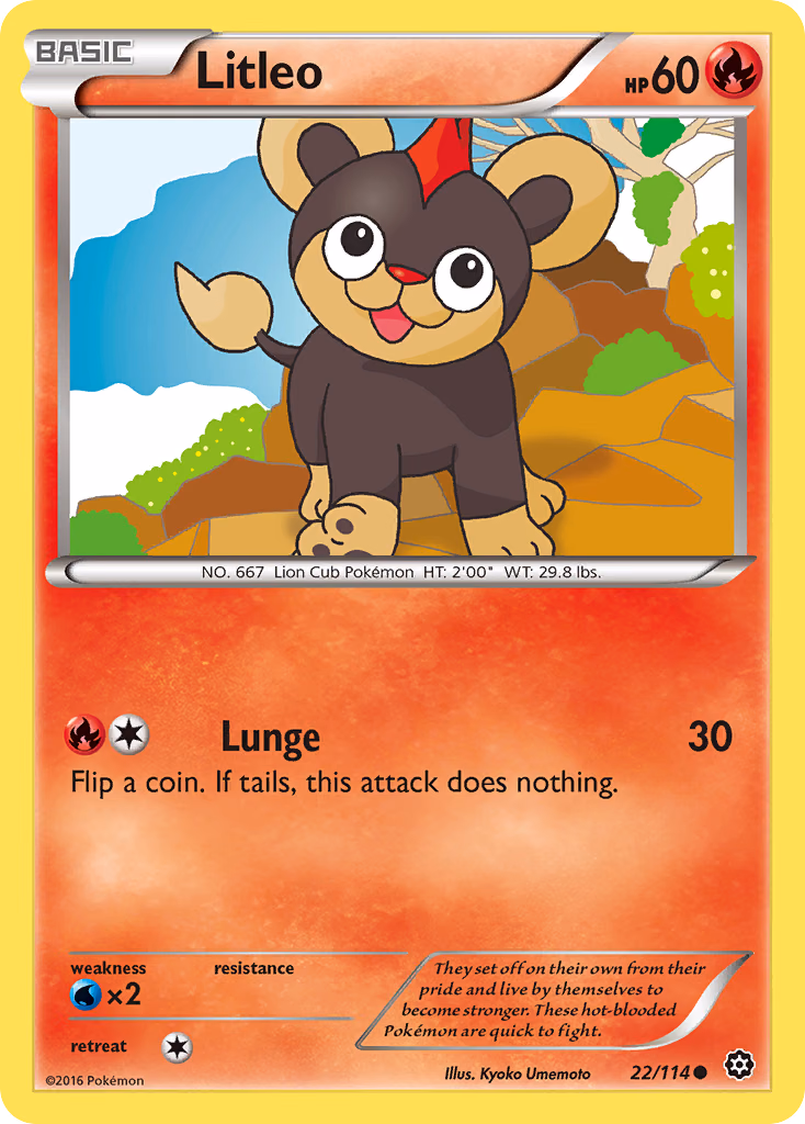 Litleo Pokemon card (22/114, Steam Siege)