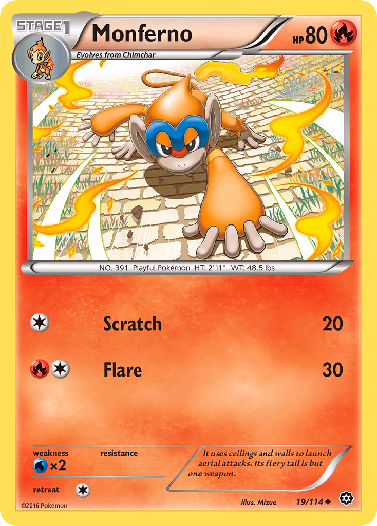 Monferno Pokemon card (19/114, Steam Siege)