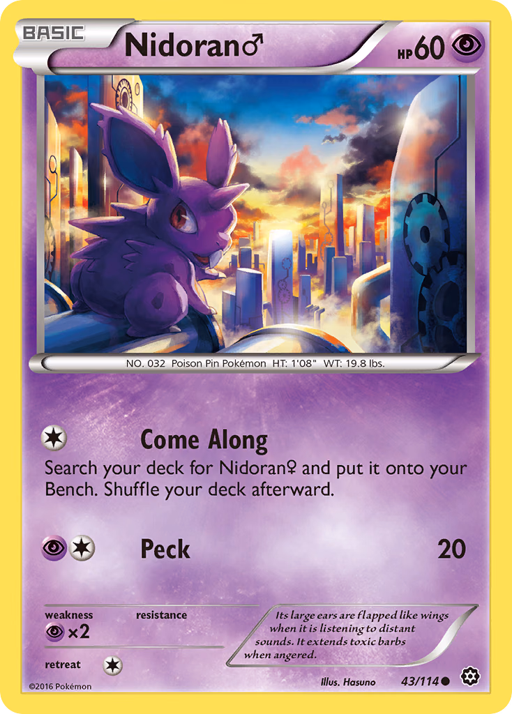 Nidoran ♂ Pokemon card (43/114, Steam Siege)