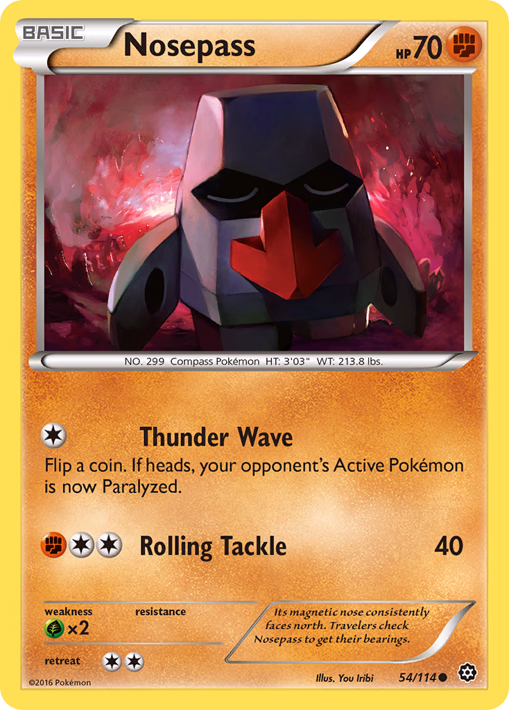 Nosepass Pokemon card (54/114, Steam Siege)