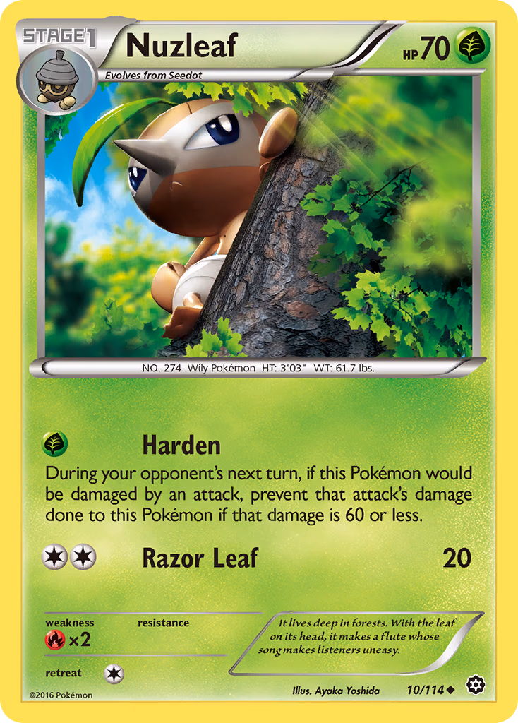 Nuzleaf Pokemon card (10/114, Steam Siege)