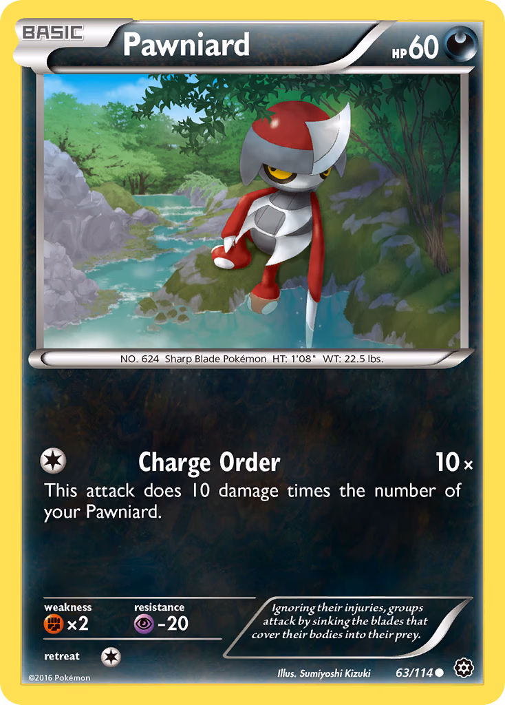 Pawniard Pokemon card (63/114, Steam Siege)