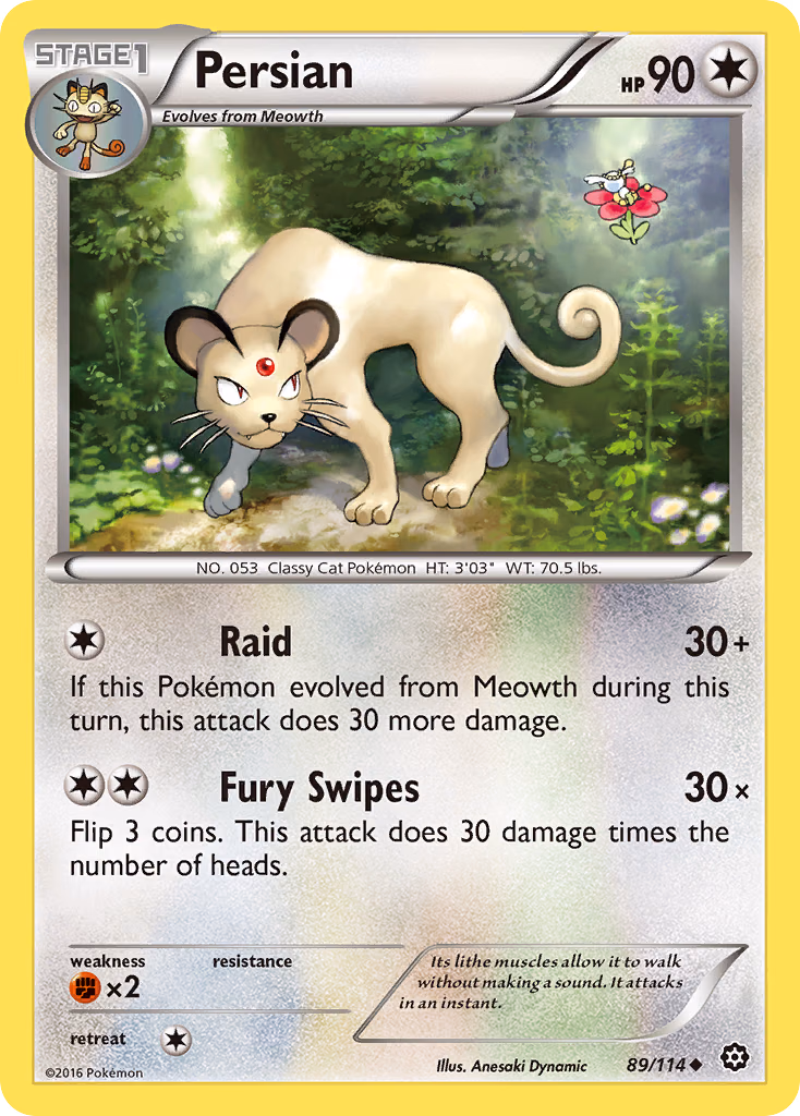 Persian Pokemon card (89/114, Steam Siege)