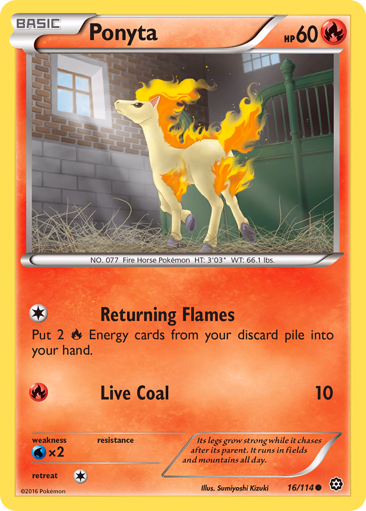 Ponyta Pokemon card (16/114, Steam Siege)