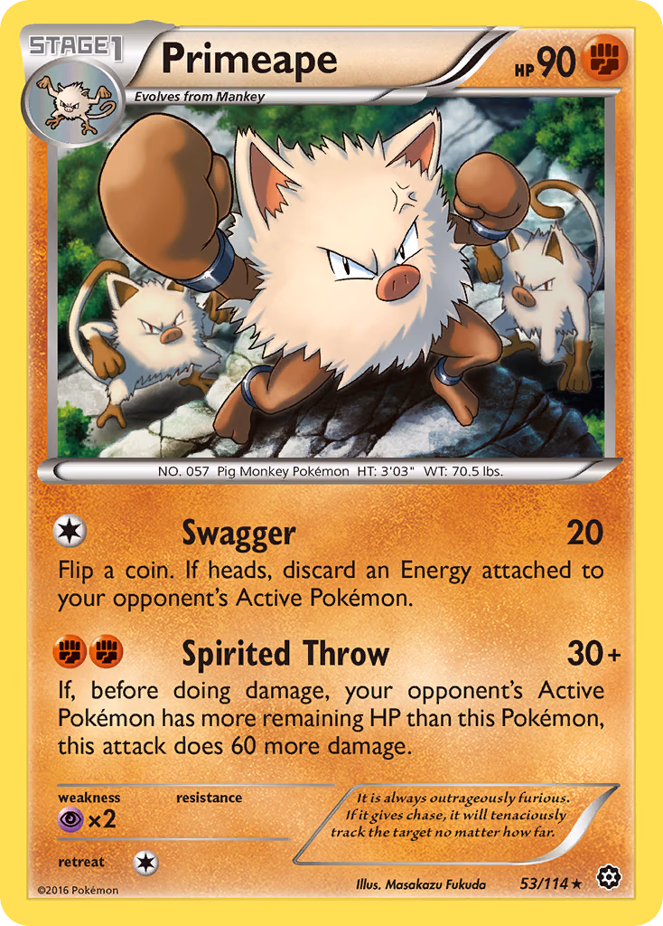 Primeape Pokemon card (53/114, Steam Siege)