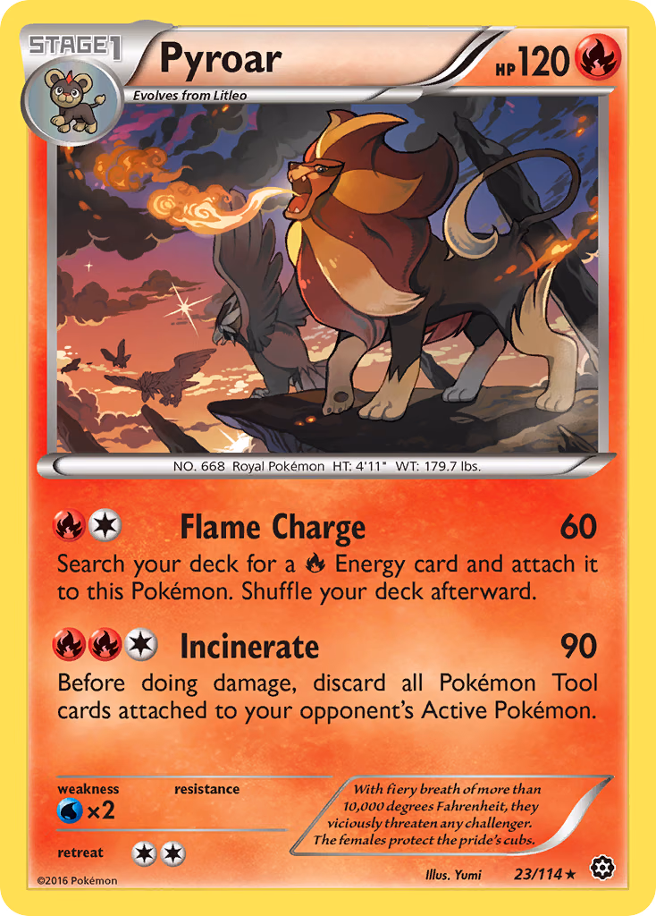 Pyroar Pokemon card (23/114, Steam Siege)