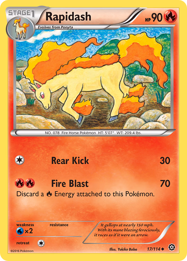 Rapidash Pokemon card (17/114, Steam Siege)