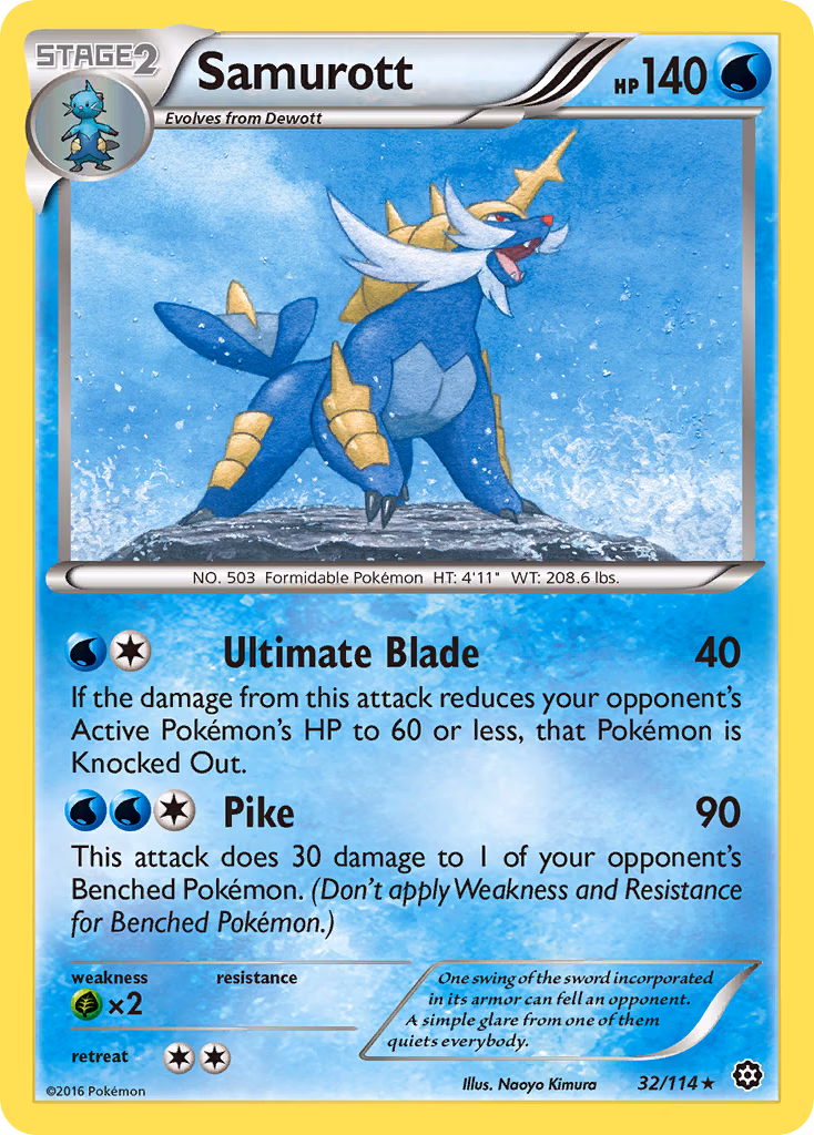 Samurott Pokemon card (32/114, Steam Siege)