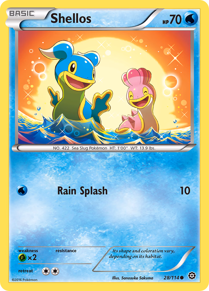 Shellos Pokemon card (28/114, Steam Siege)