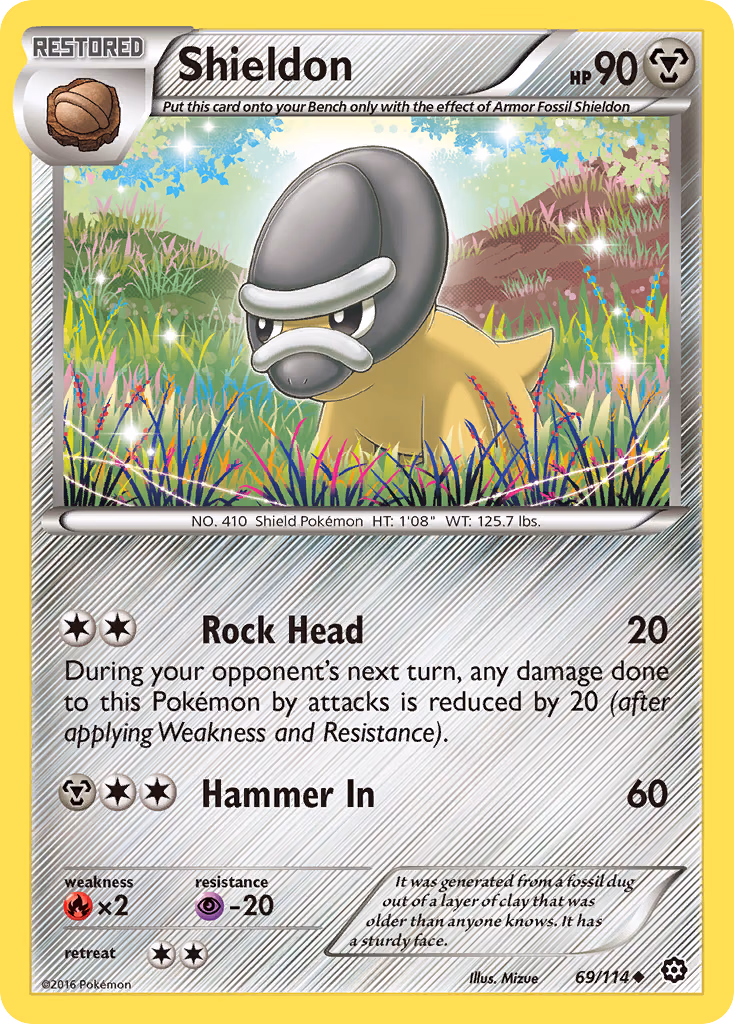Shieldon Pokemon card (69/114, Steam Siege)