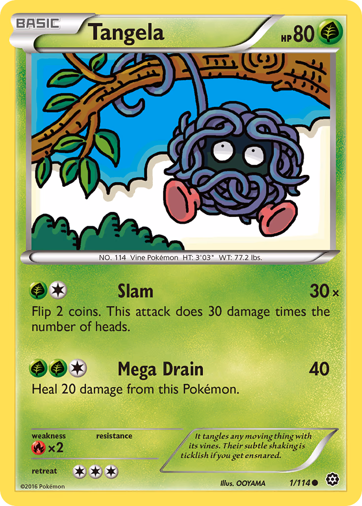 Tangela Pokemon card (1/114, Steam Siege)